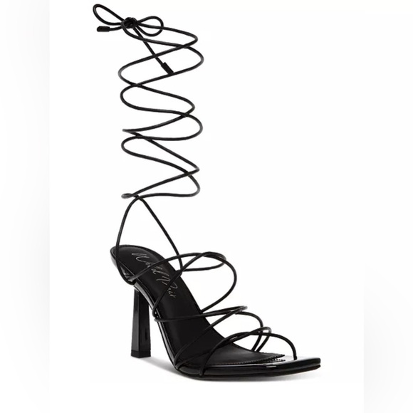 Wild Pair Black Eross Lace-Up High Heel - Picture 1 of 8